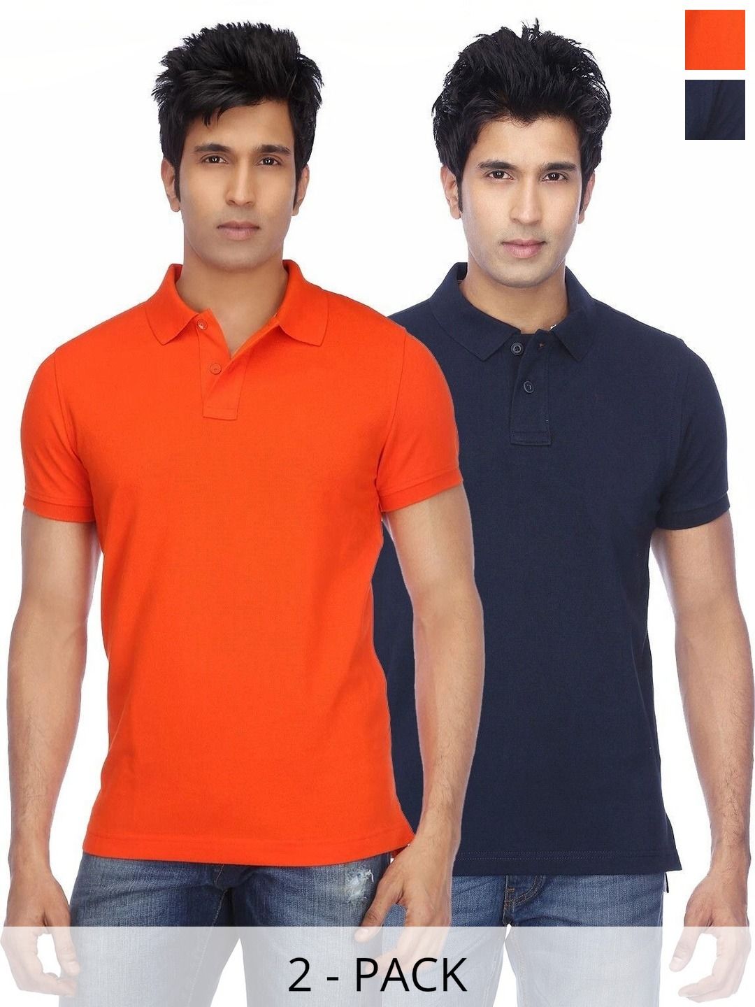 FUNKY GUYS Men 2 Polo Collar Slim Fit T-shirt