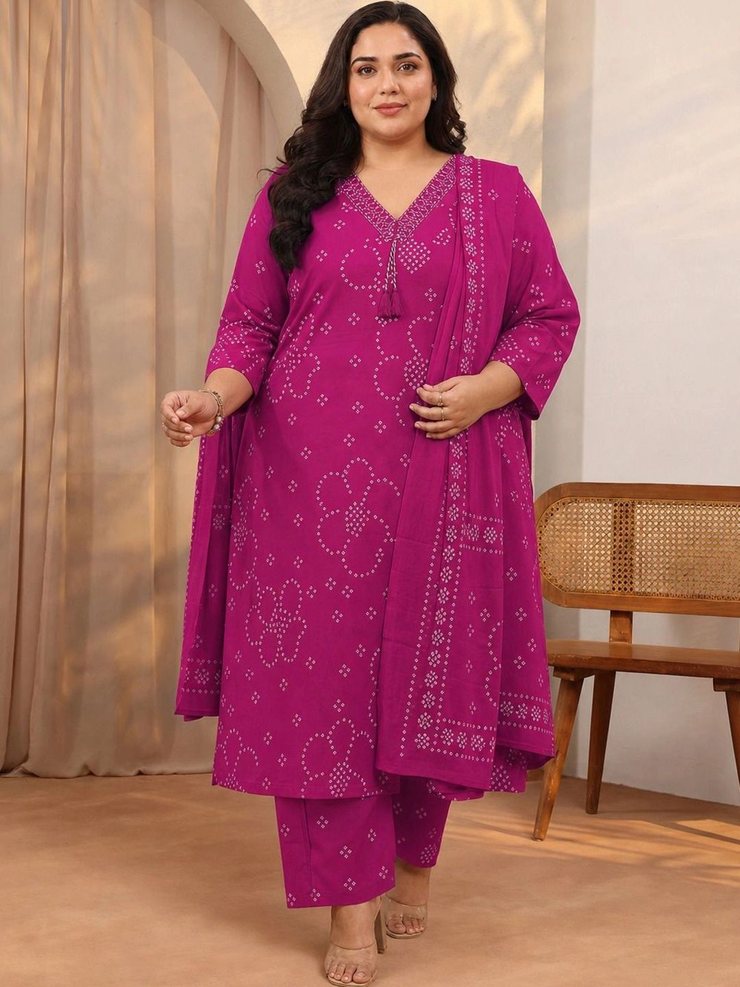EXTRA LOVE BY LIBAS EXTRA LOVE BY LIBAS Women Ethnic Motifs Printed Regular Kurta with Trousers & With Dupatta