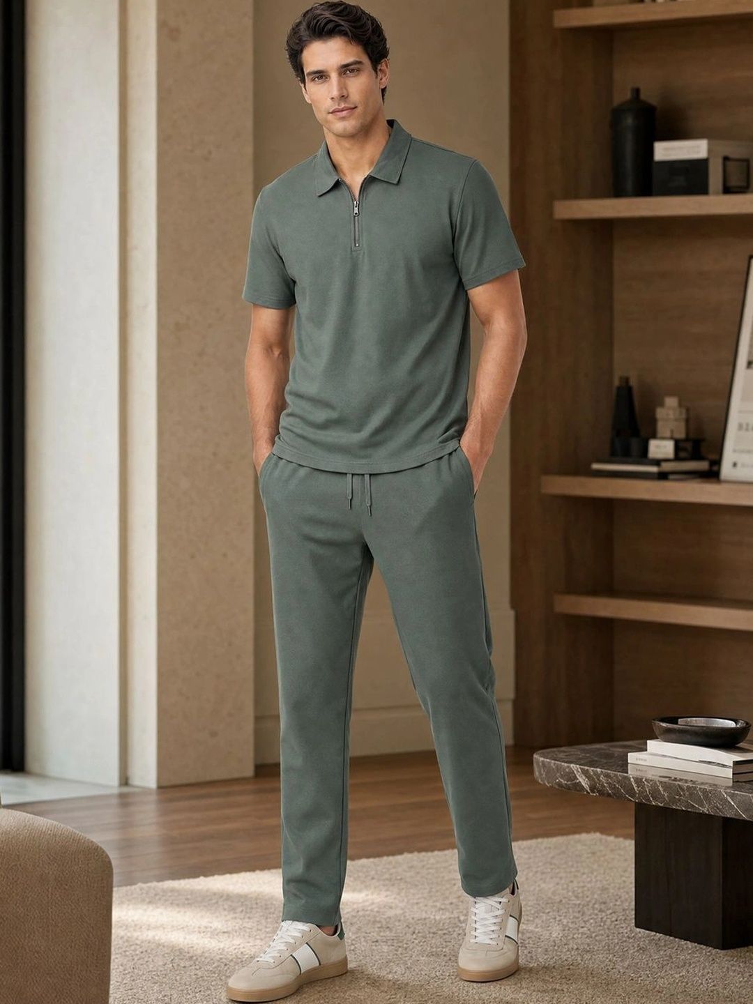 NOBERO NOBERO Cotton Solid T-shirt with Trousers