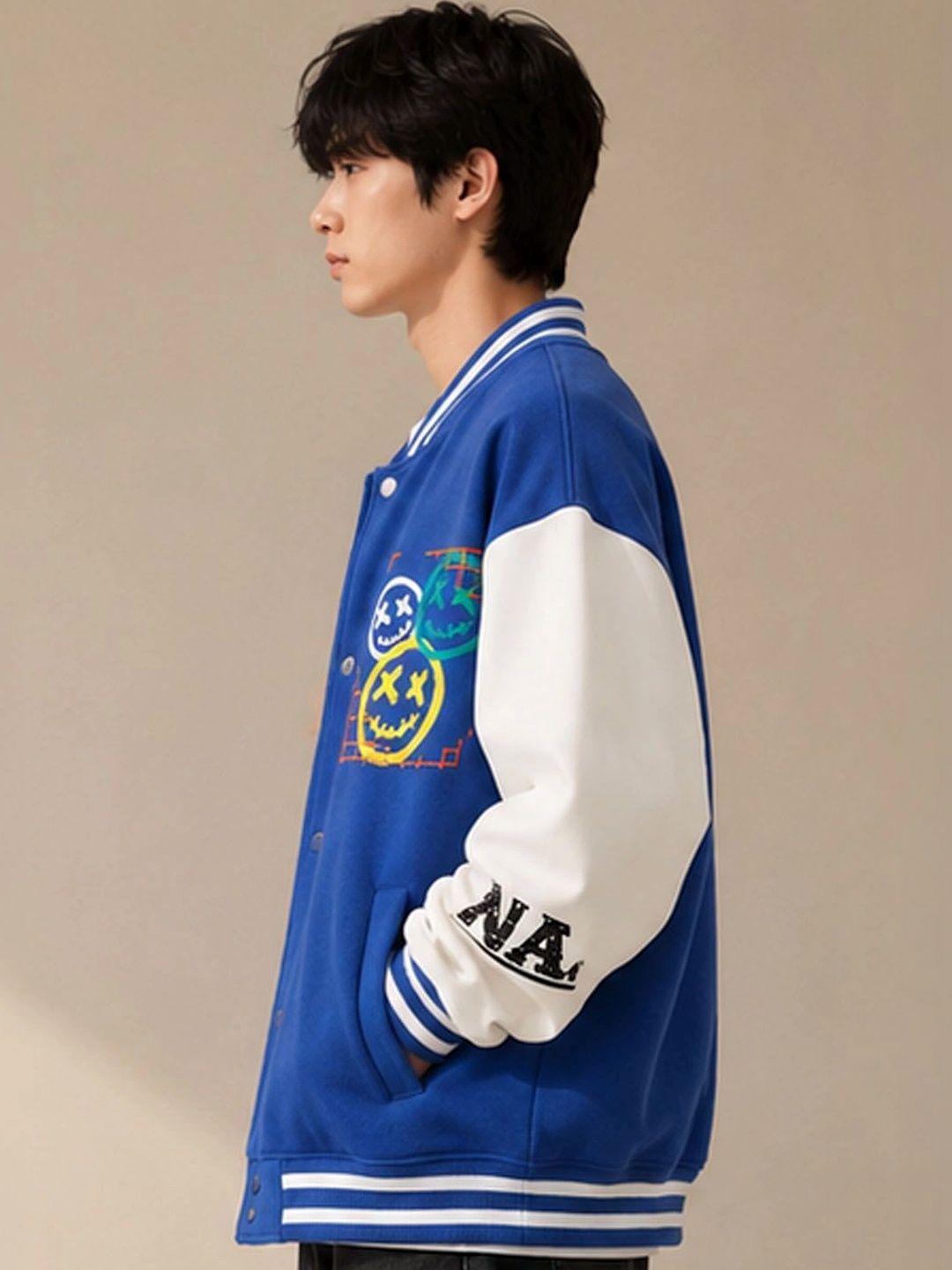 StyleCast Men Colourblocked Varsity Jacket with Embroidered