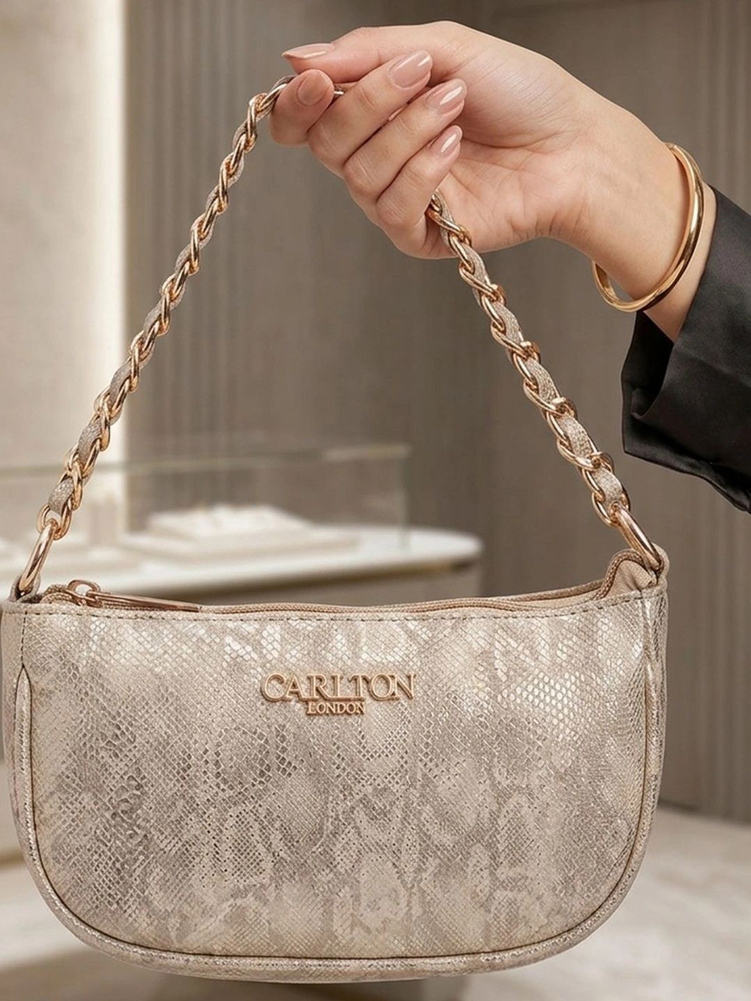 Carlton London Carlton London Textured PU Shoulder Bag with Applique
