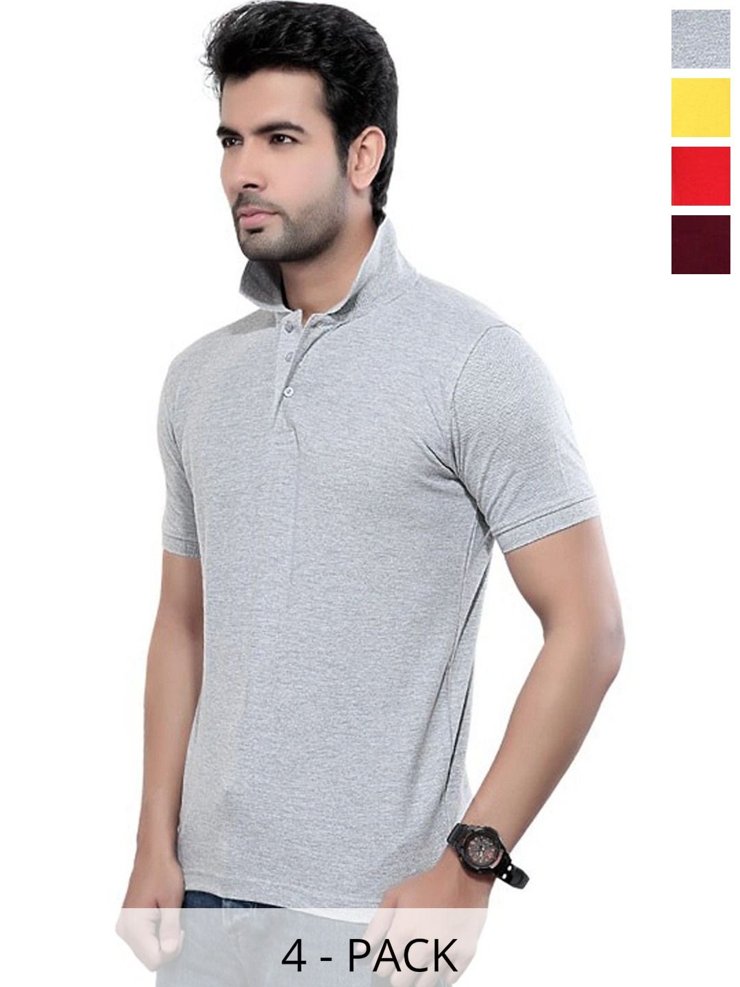 FUNKY GUYS Men 4 Polo Collar Slim Fit T-shirt