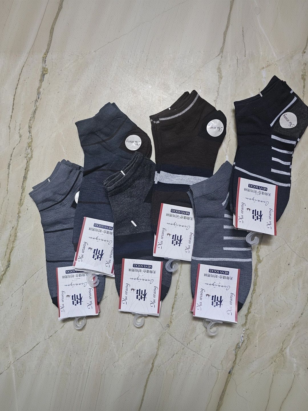 SOKSI Men Pack of 6 Cotton Assorted Striped Ankle Length Socks