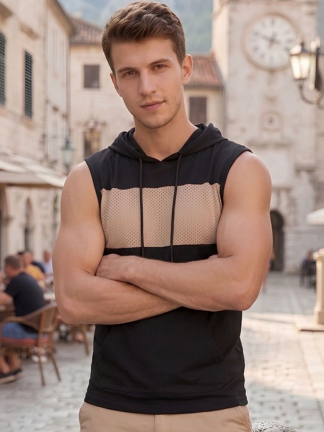Looks United Colourblocked Cotton Blend Gym Vest