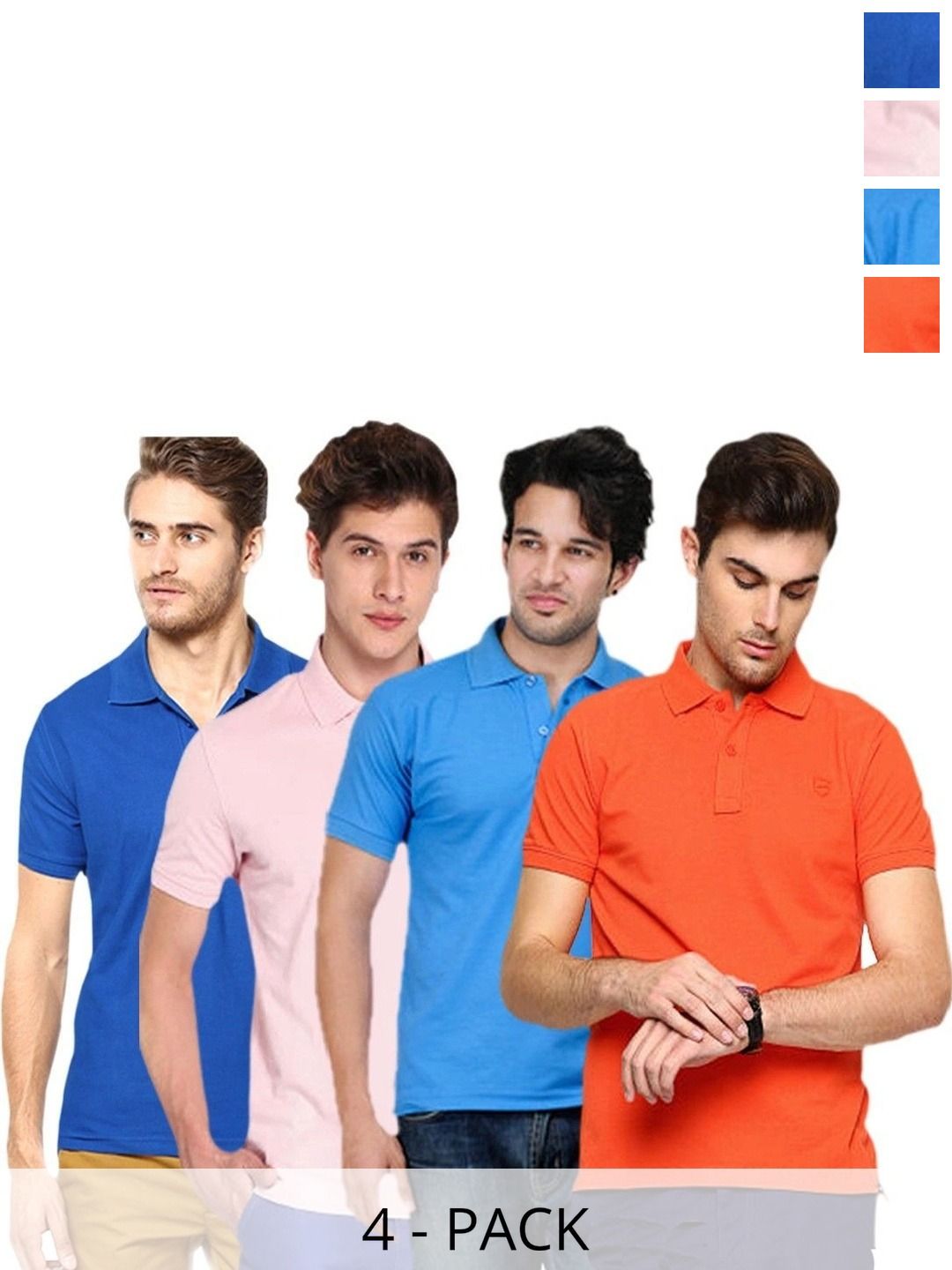 FUNKY GUYS Men 4 Polo Collar Slim Fit T-shirt