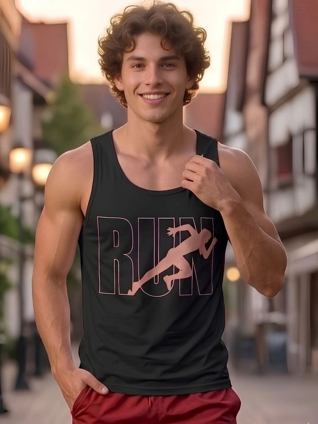 R.Code by The Roadster Life Co. Printed Gym Vest