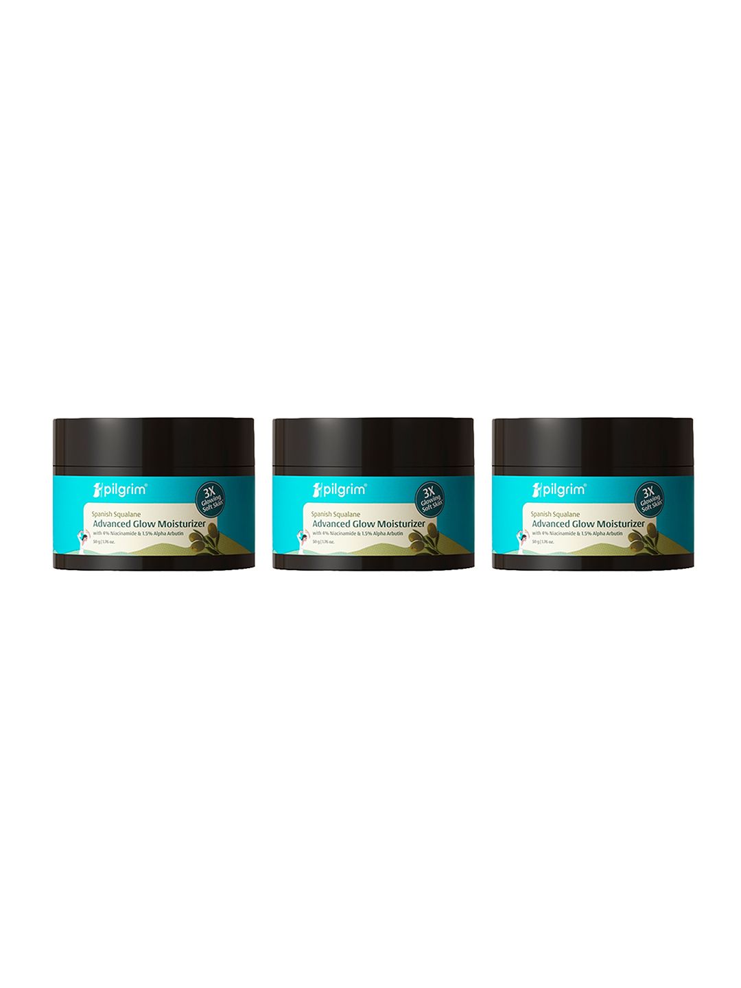 3Pcs Squalane Glow Moisturizer Pilgrim 3Pcs Squalane Glow Moisturizer with Vitamin C & Niacinamide - 50g each