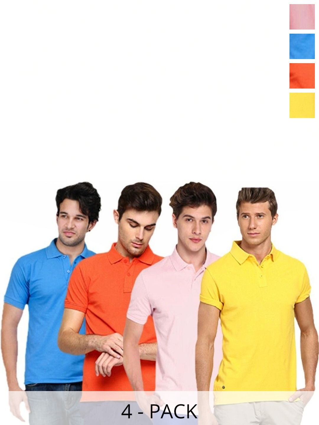FUNKY GUYS Men 4 Polo Collar Slim Fit T-shirt