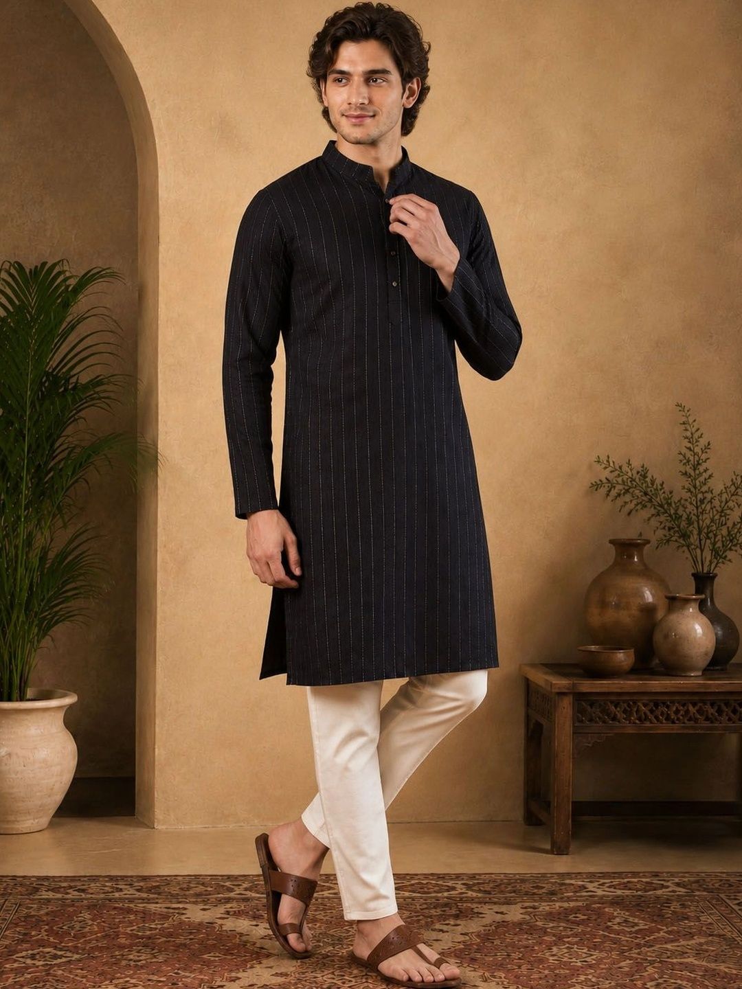 Anouk Men Striped Kurta