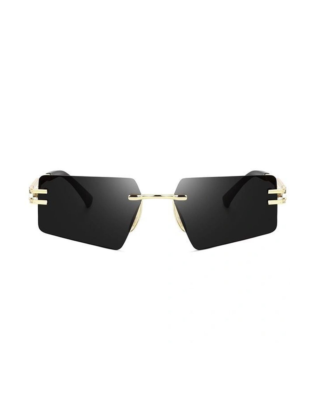 SPADEACES Unisex Black Lens & Gold-Toned Rectangle Sunglasses with