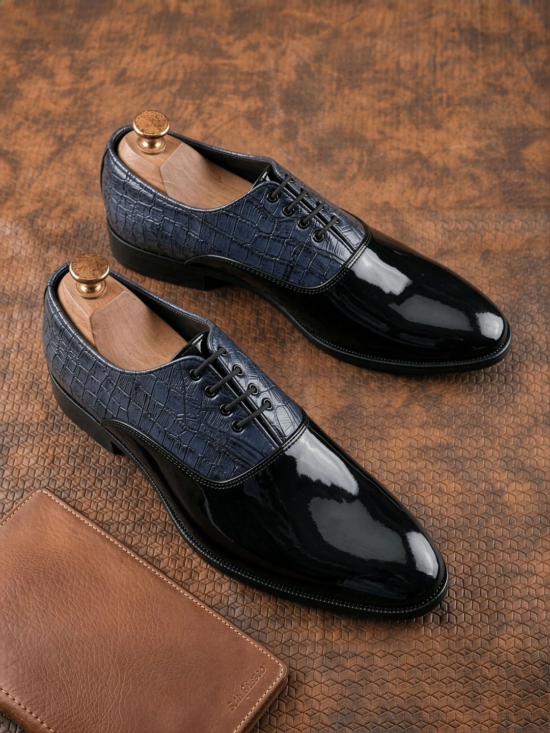 HERE&NOW Men Textured Pointed Toe Lace-Ups Formal Derbys