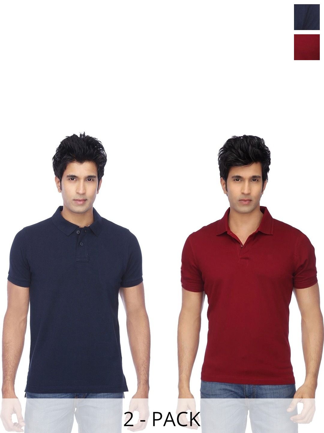 FUNKY GUYS Men 2 Polo Collar Slim Fit T-shirt