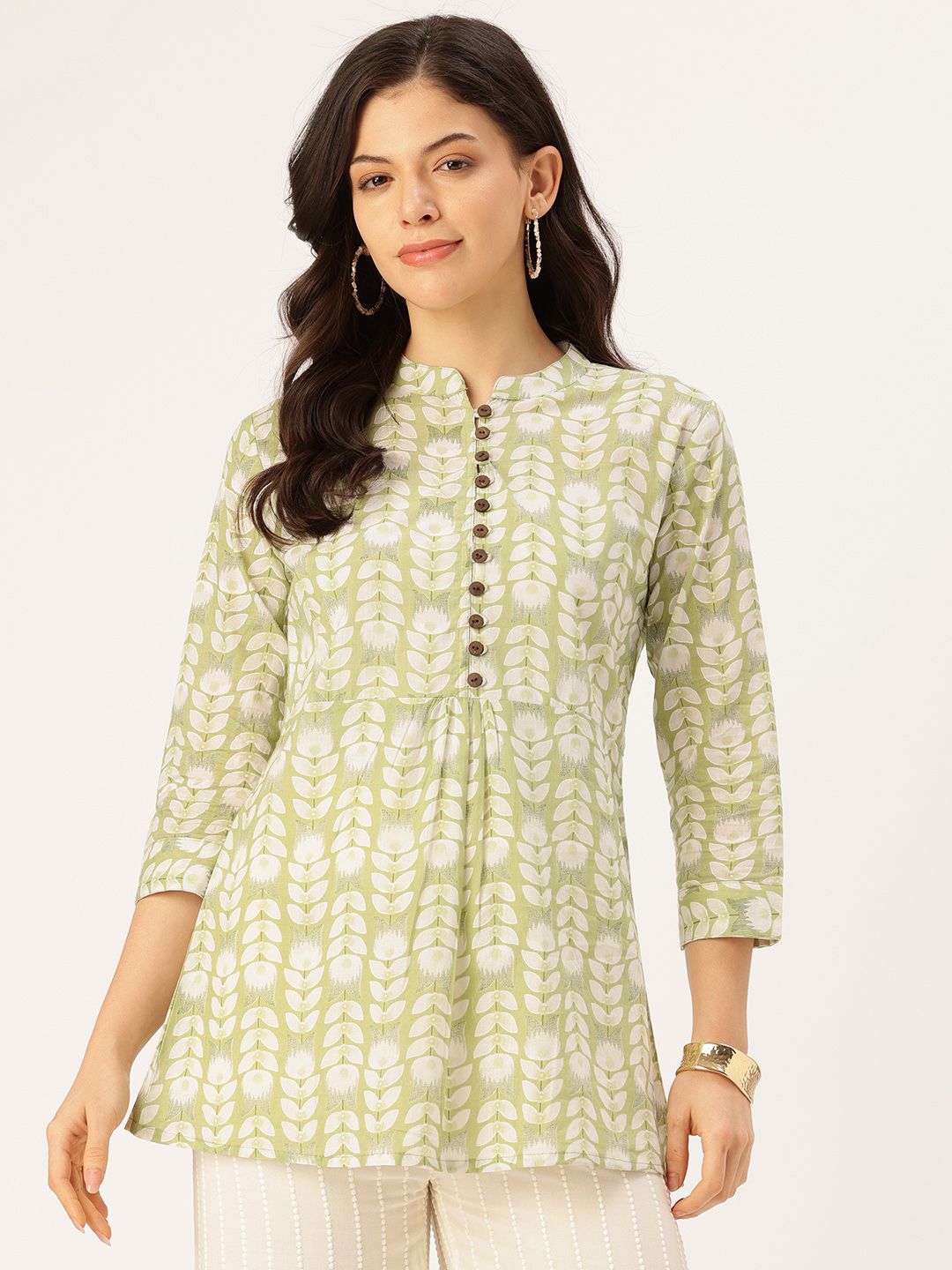 FERANOID Botanical Printed Pure Cotton Blend Empire Kurti