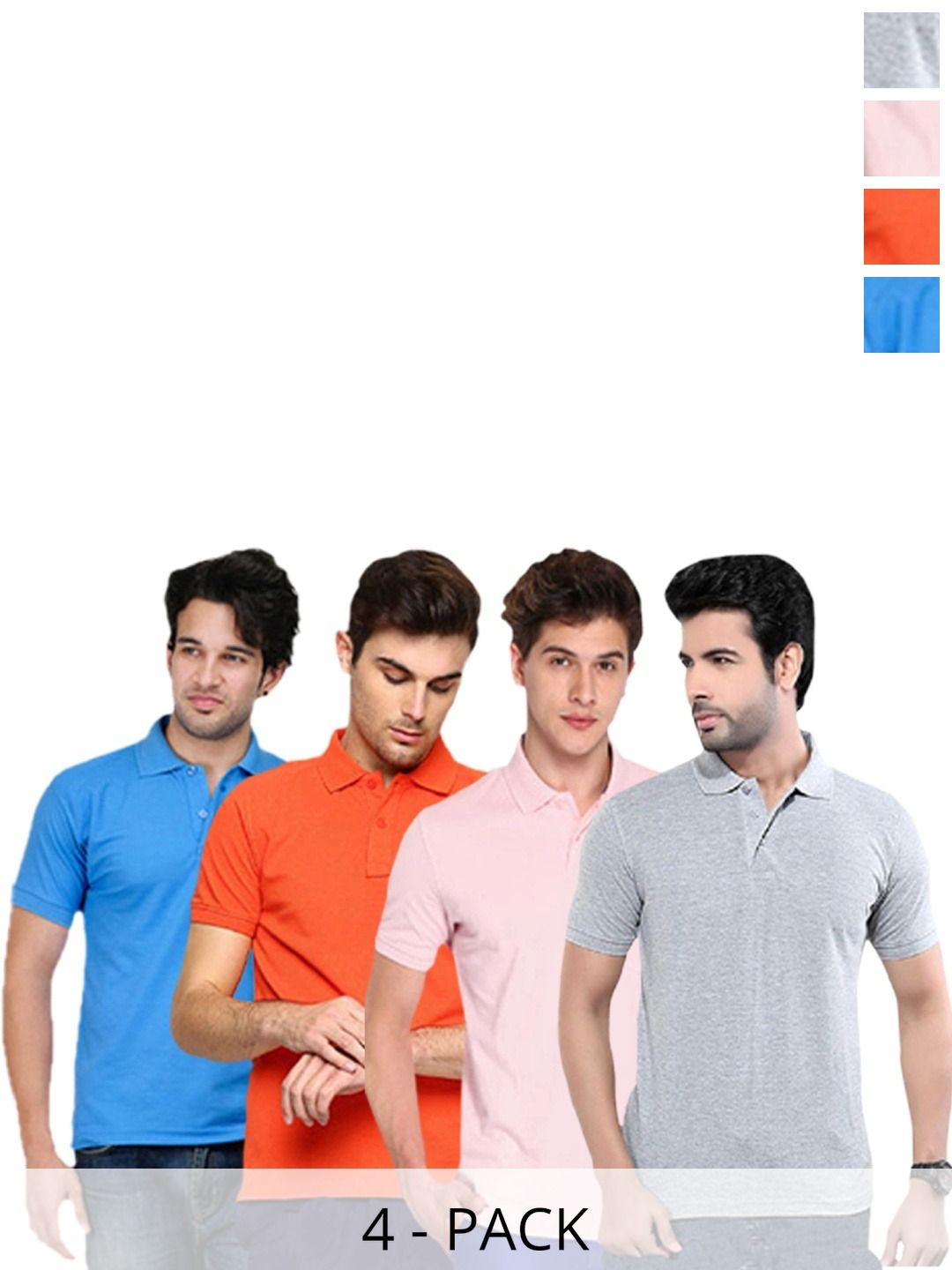 FUNKY GUYS Men 4 Polo Collar Slim Fit T-shirt