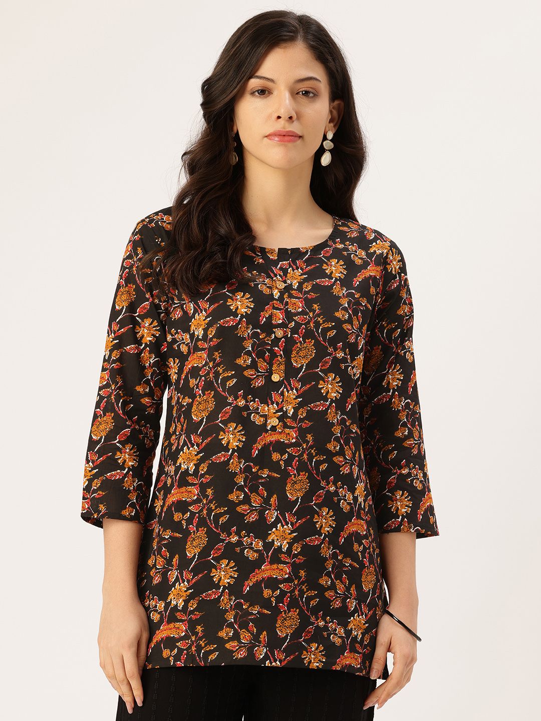 FERANOID Floral Printed Pure Cotton Blend Kurti