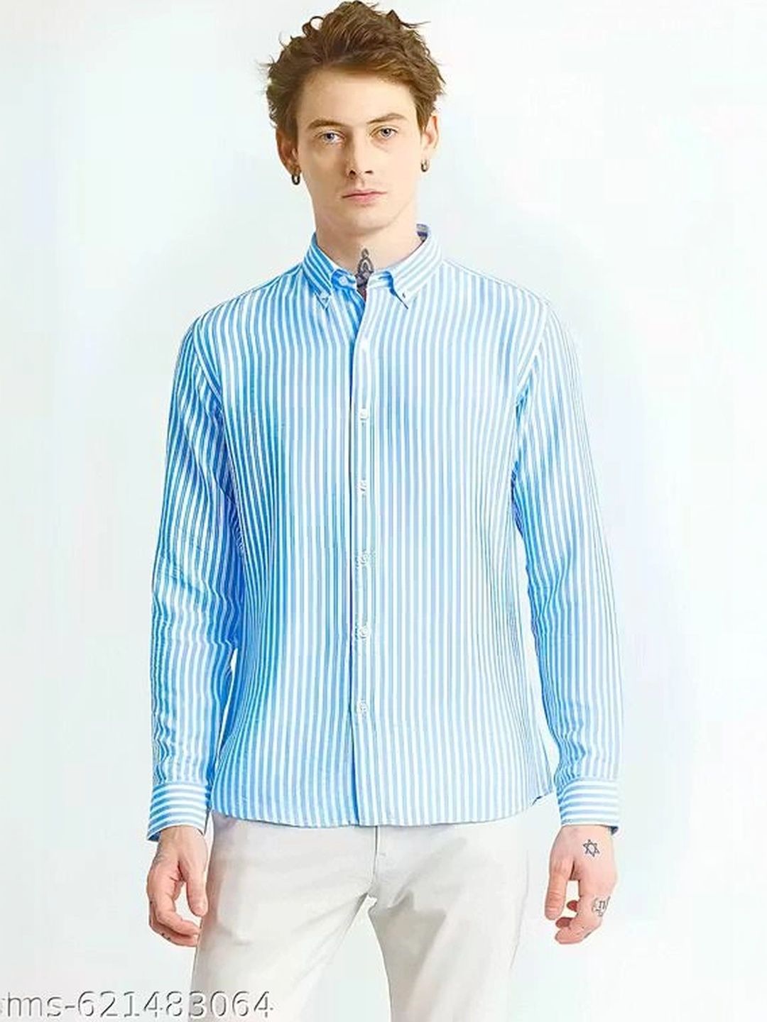 SEEWAYS Men Slim Fit Striped Casual Shirt
