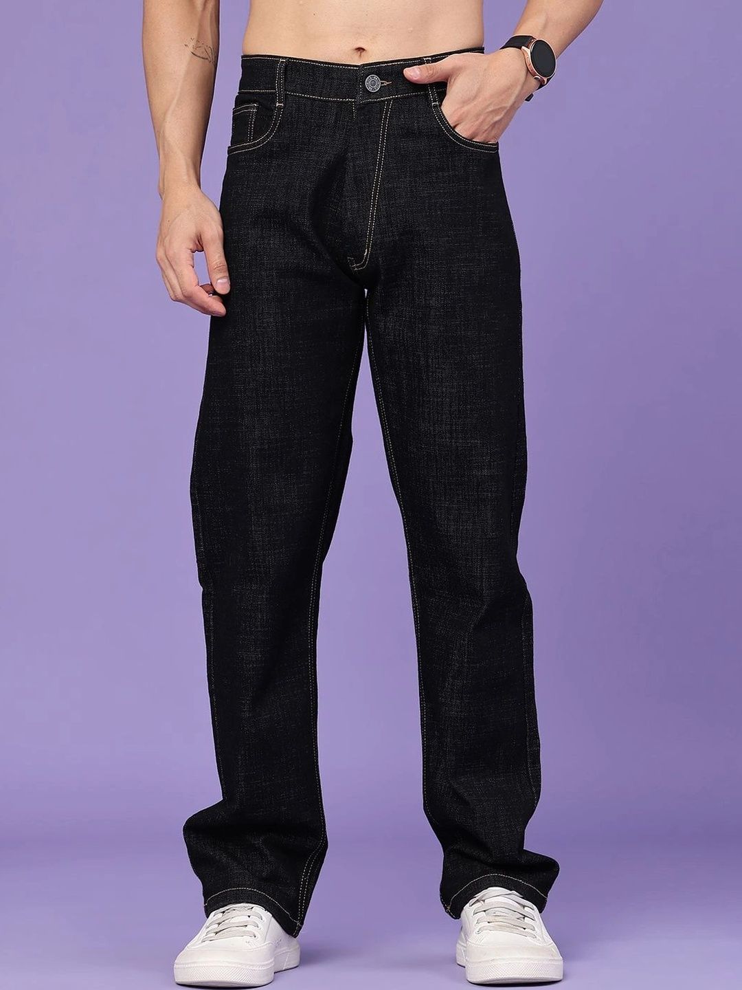 LIMEROAD Men Regular Fit Mid-Rise Clean Look Cotton Regular Jeans