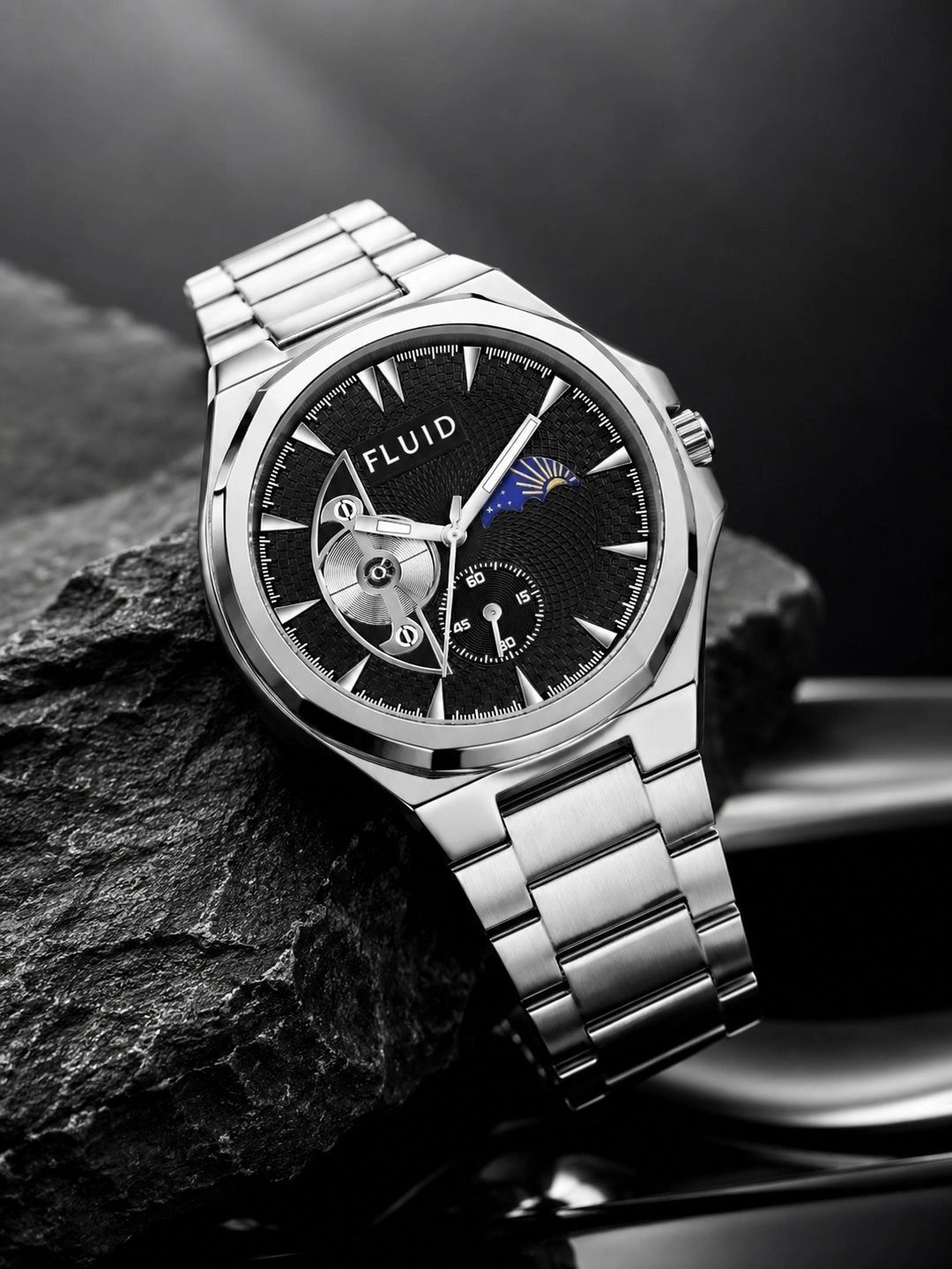 FLUID FLUID Men Dial & Bracelet Style Straps Analogue Watch FLA-801-BK1