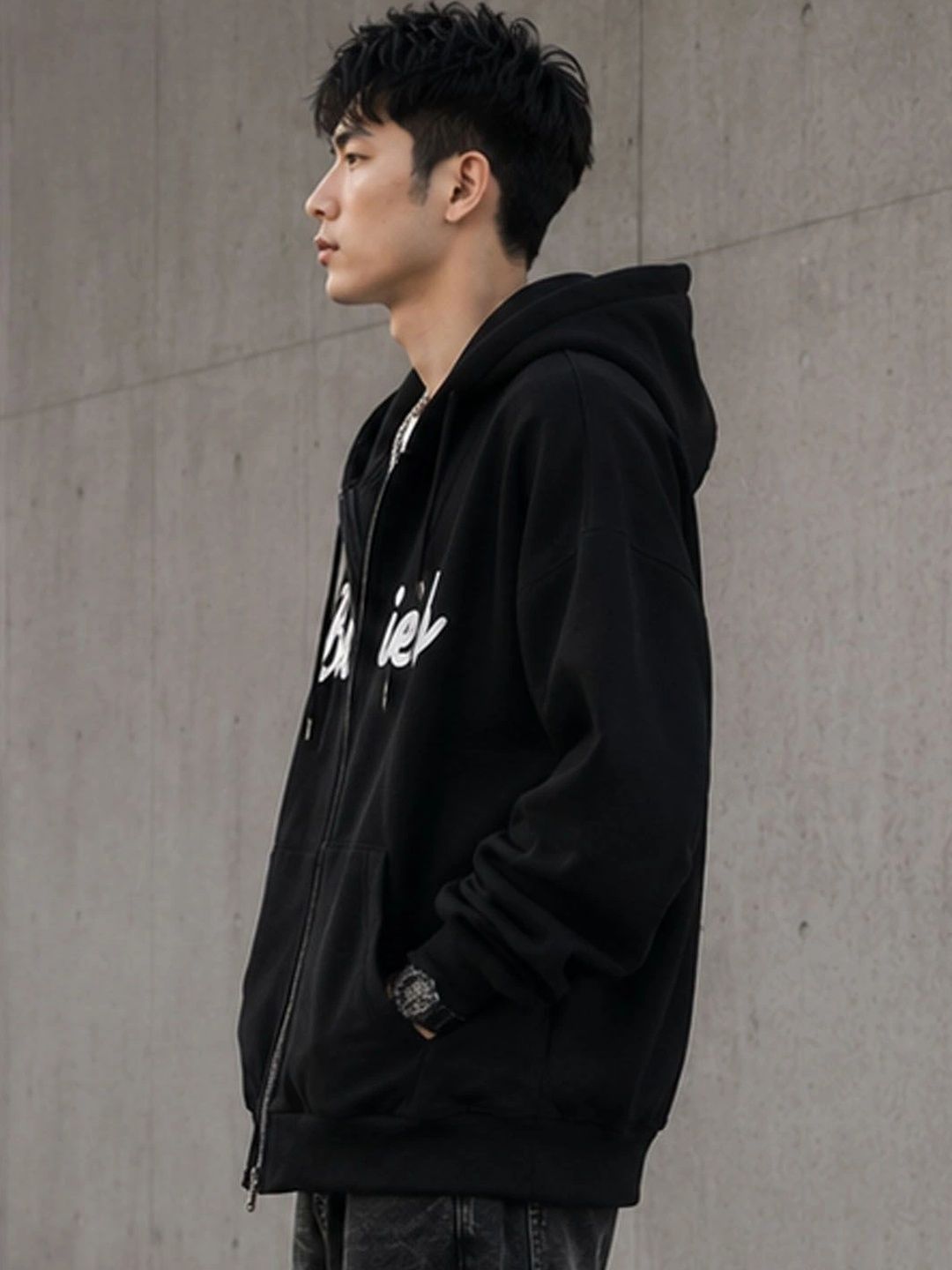 StyleCast Men Typography Open Front Jacket
