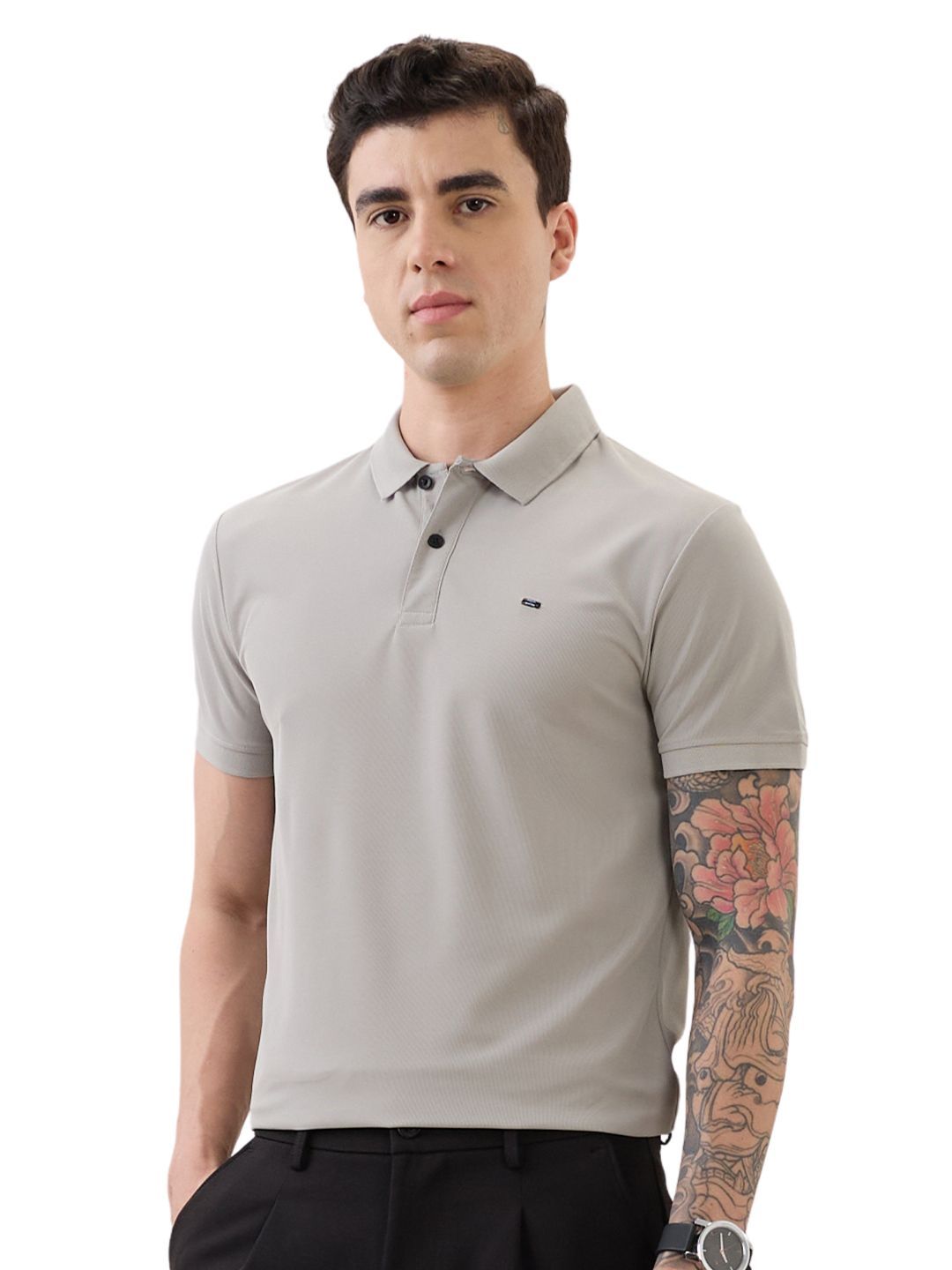 nostrum Men Polo Collar Pockets Slim Fit T-shirt