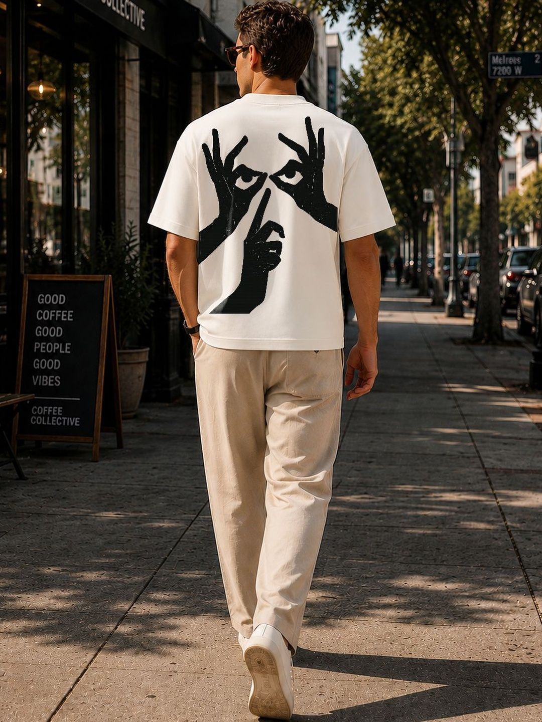 8 Minutes Men Printed Drop-Shoulder Sleeves T-shirt