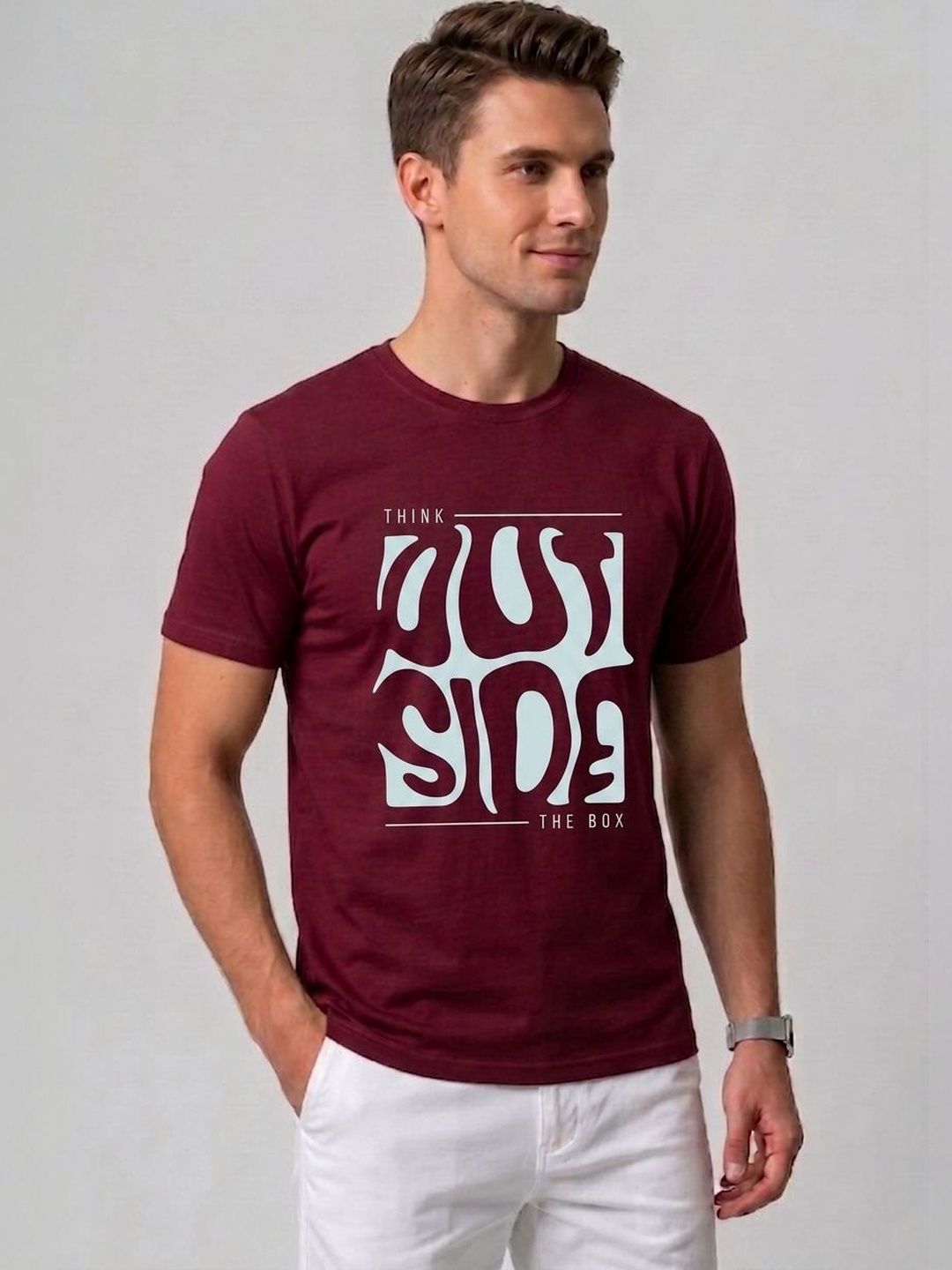 Attire Hub Men Typography Printed T-shirt