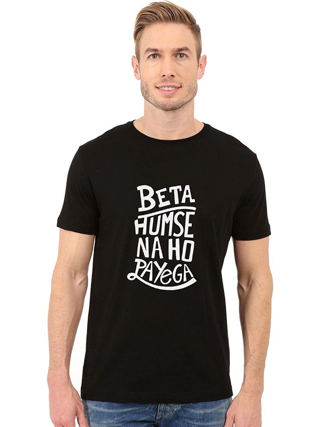 Double F Men Typography Printed T-shirt