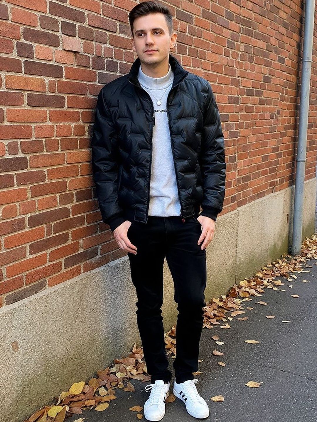 HERE&NOW Men Solid Stand Collar Padded Jacket