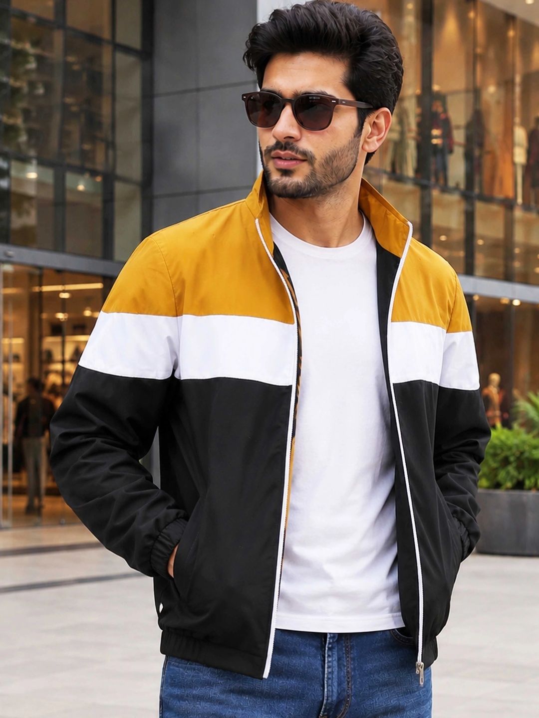 VeBNoR Men Colourblocked Lightweight Running Bomber Jacket