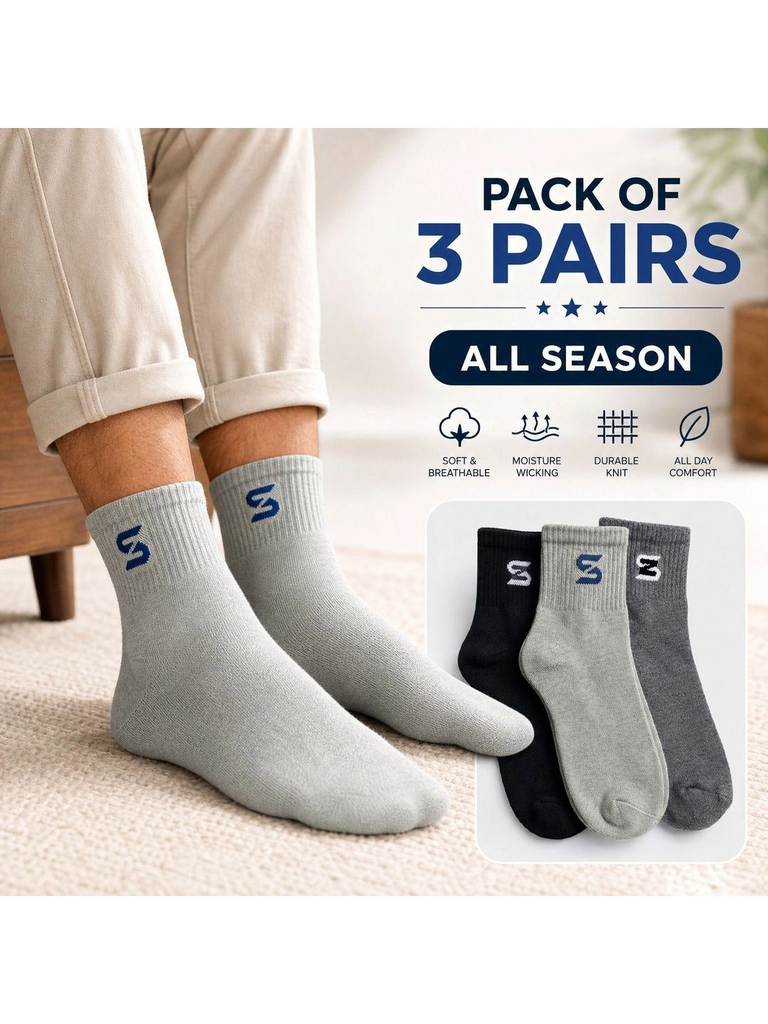 sakyastars Men Pack of 6 Above Ankle Socks
