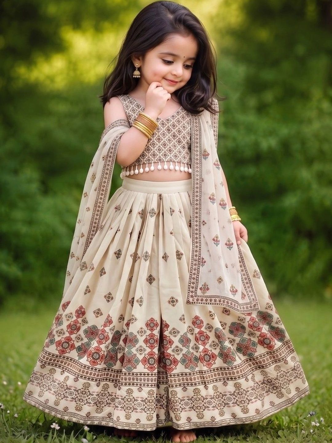 Shoryam Fashion Girls Printed Ready to Wear Lehenga & Blouse With Dupatta