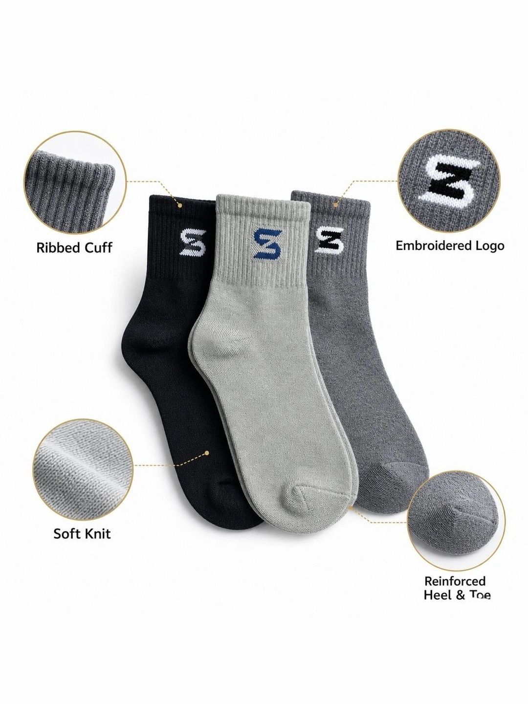 sakyastars Men Pack of 3 Above Ankle Socks