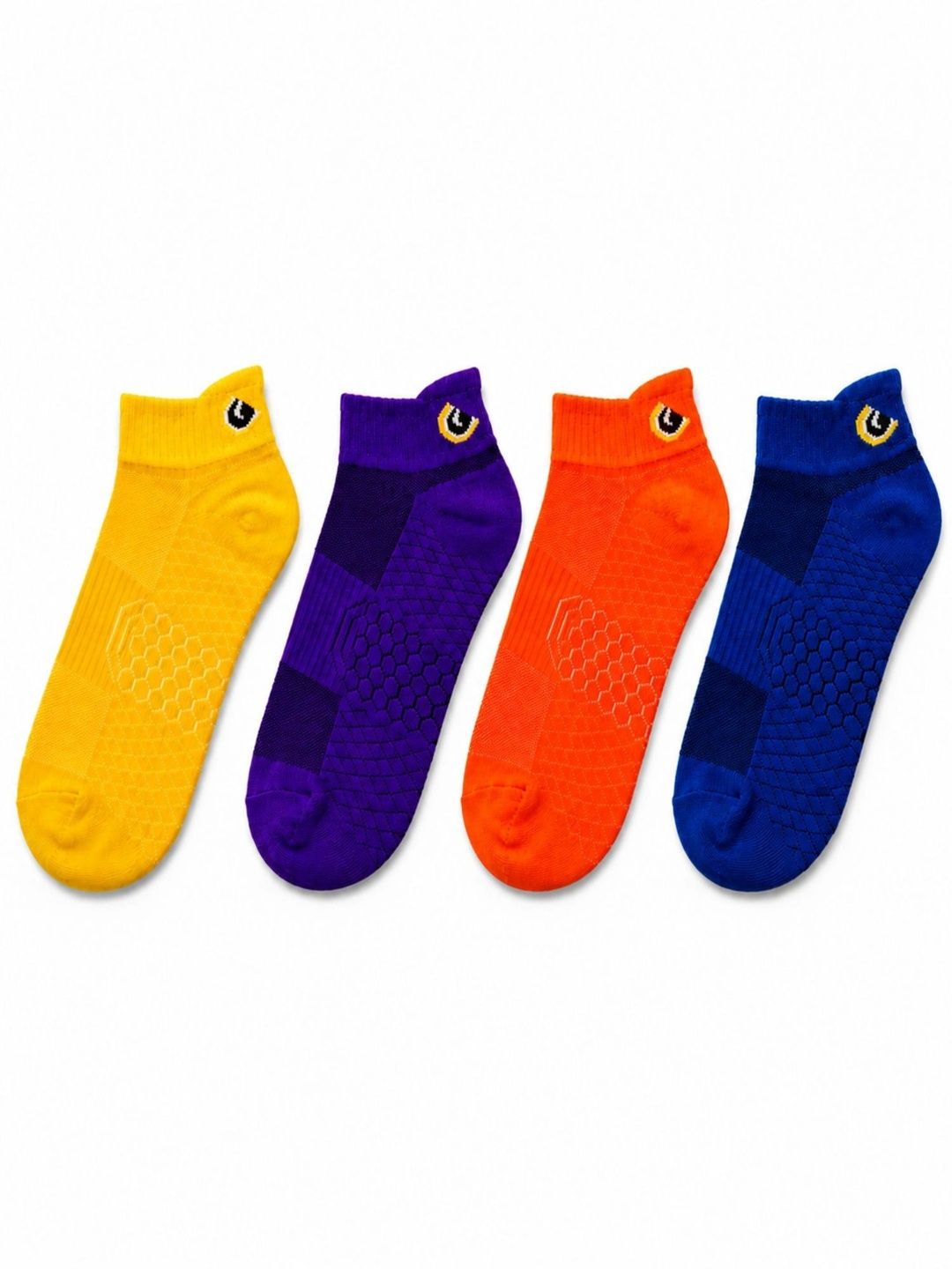 ZIBELL Men Pack of 4 Cotton Assorted Patterned Ankle Length Socks