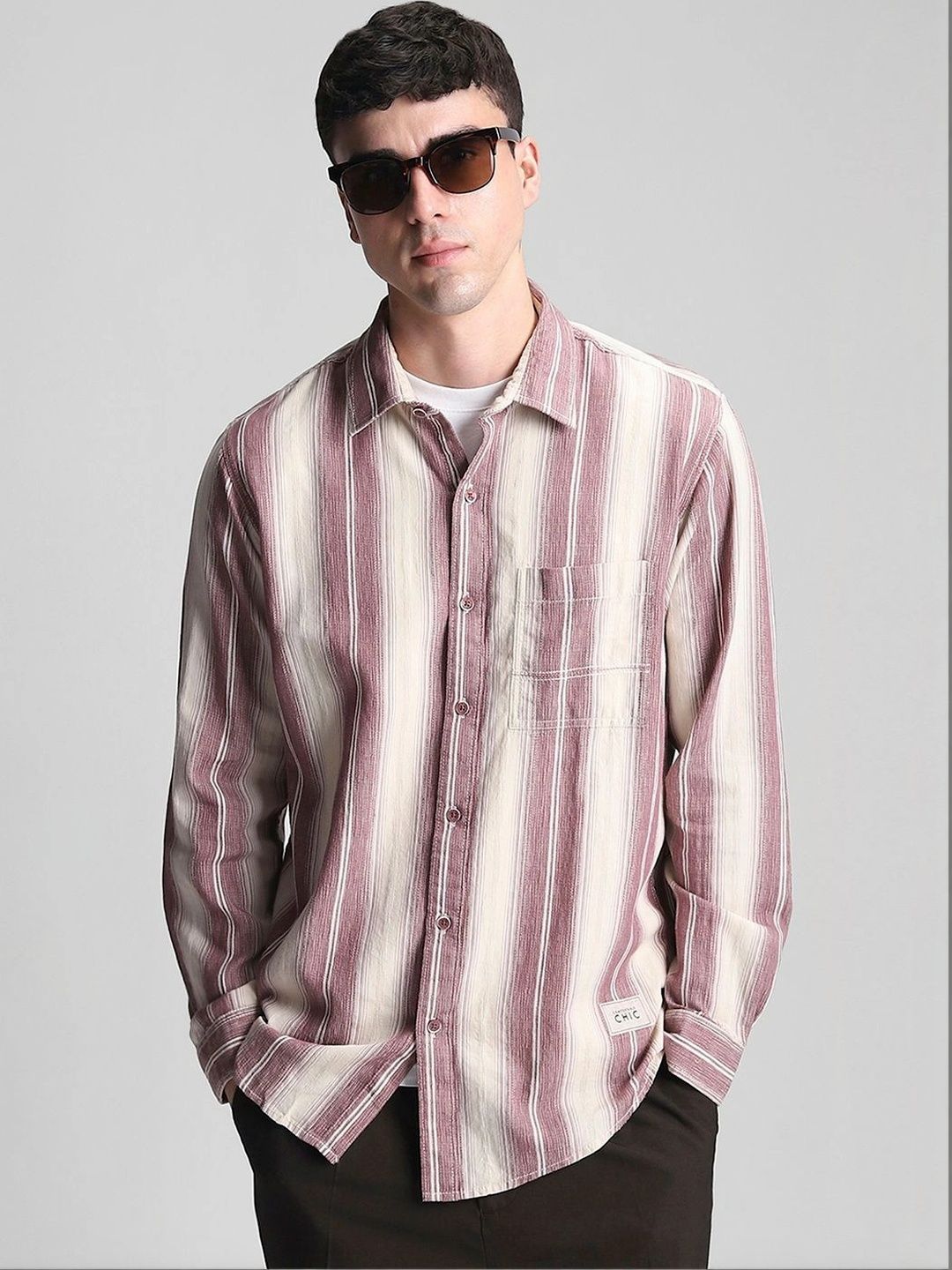 Klub Fox Striped Cotton Casual Shirt