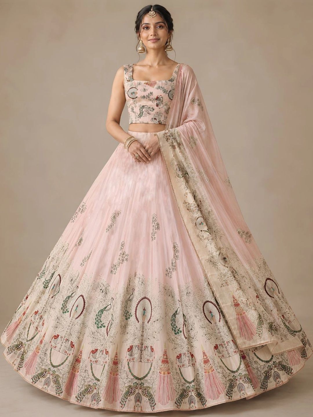 Kaizen TEXO FAB Printed Semi-Stitched Lehenga & Unstitched Blouse With Dupatta