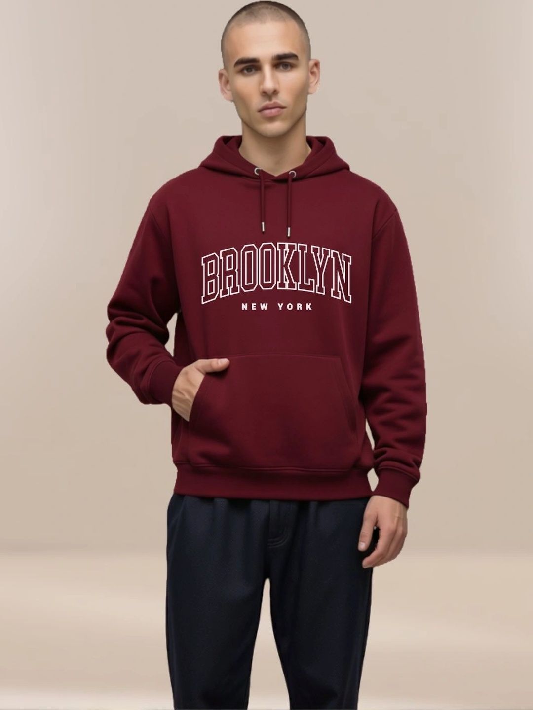 R.Code by The Roadster Life Co. Men Printed Hooded Sweatshirt