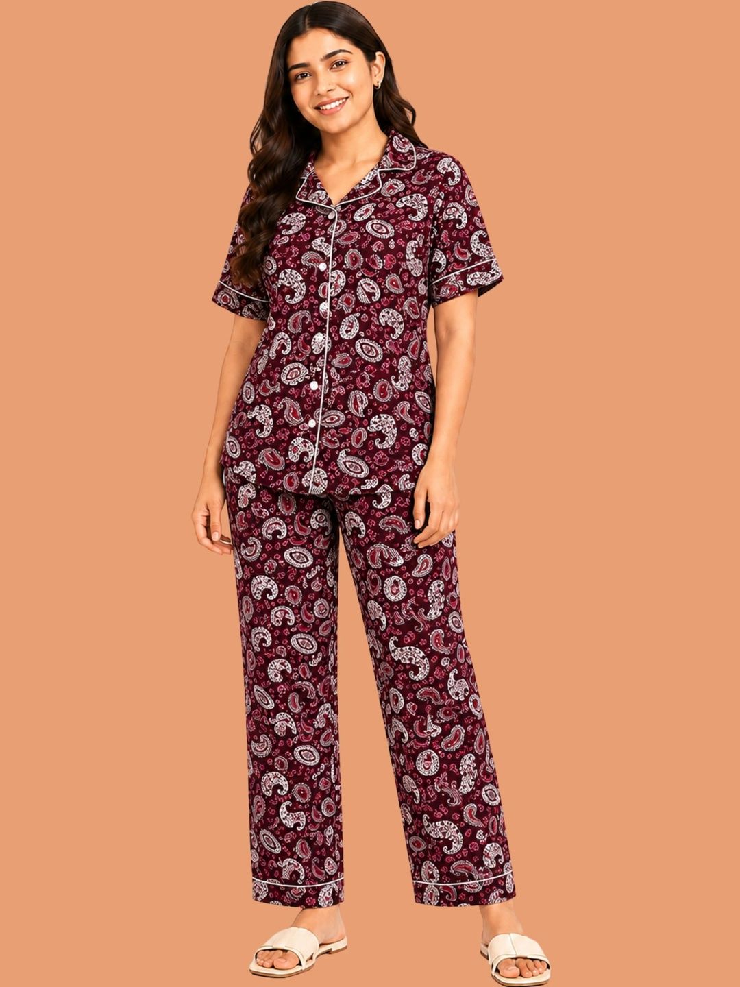 HAUTEMODA Printed Shirt with Trousers