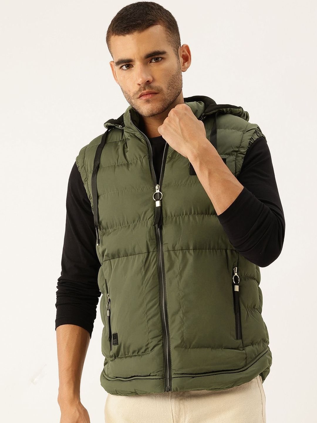 HERE&NOW Men Sleeveless Padded Jacket With Hood