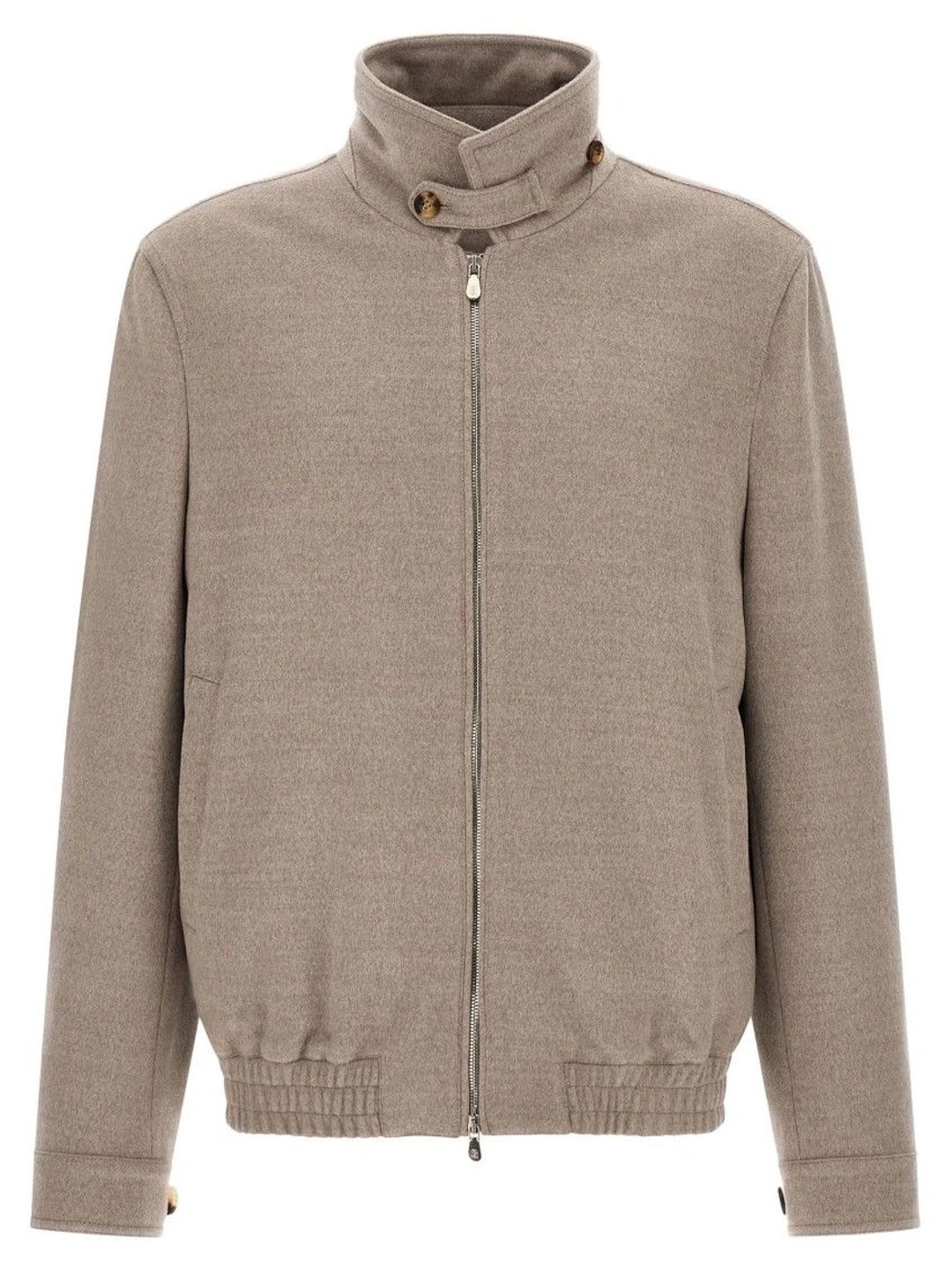 Brunello Cucinelli Beige Solid Bomber Jacket