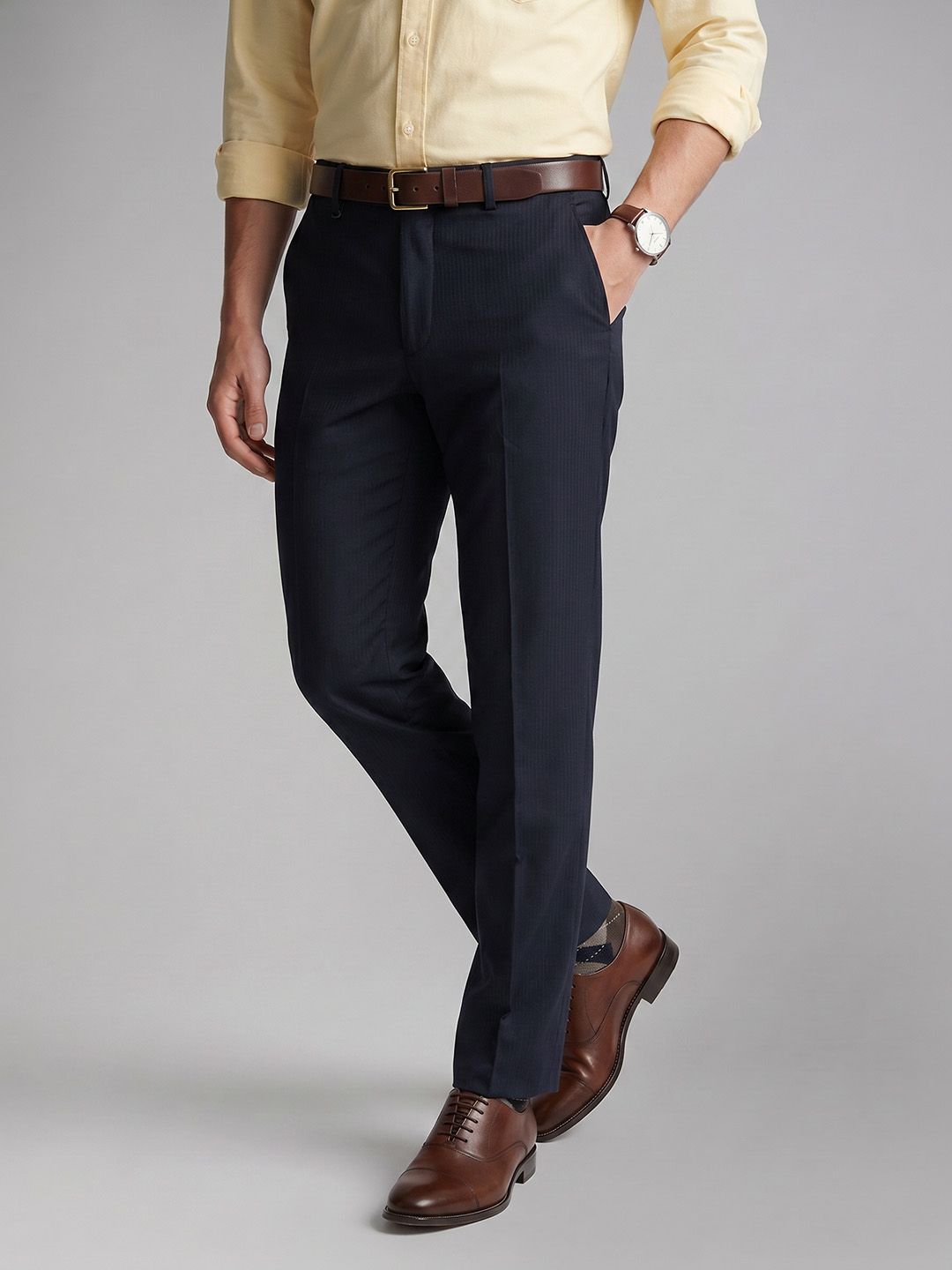 Van Heusen Van Heusen Men Striped Urban Slim Slim Fit Trousers