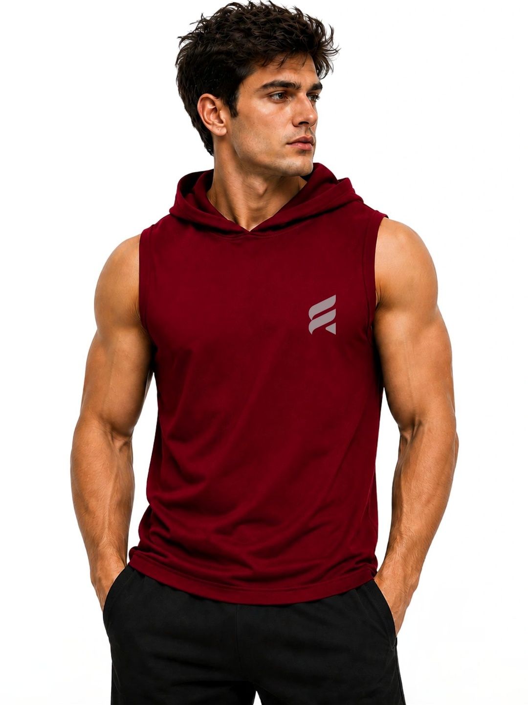3Colors Men's Sleeveless Gym Hoodie | Quick Dry Active Hooded Tank Top | Lightweight Workout Vest for Gym, Running, Training & Fitness
