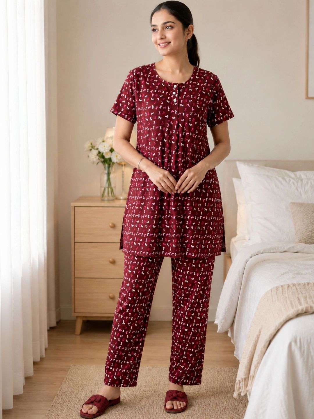 HAUTEMODA Printed T-shirt with Trousers