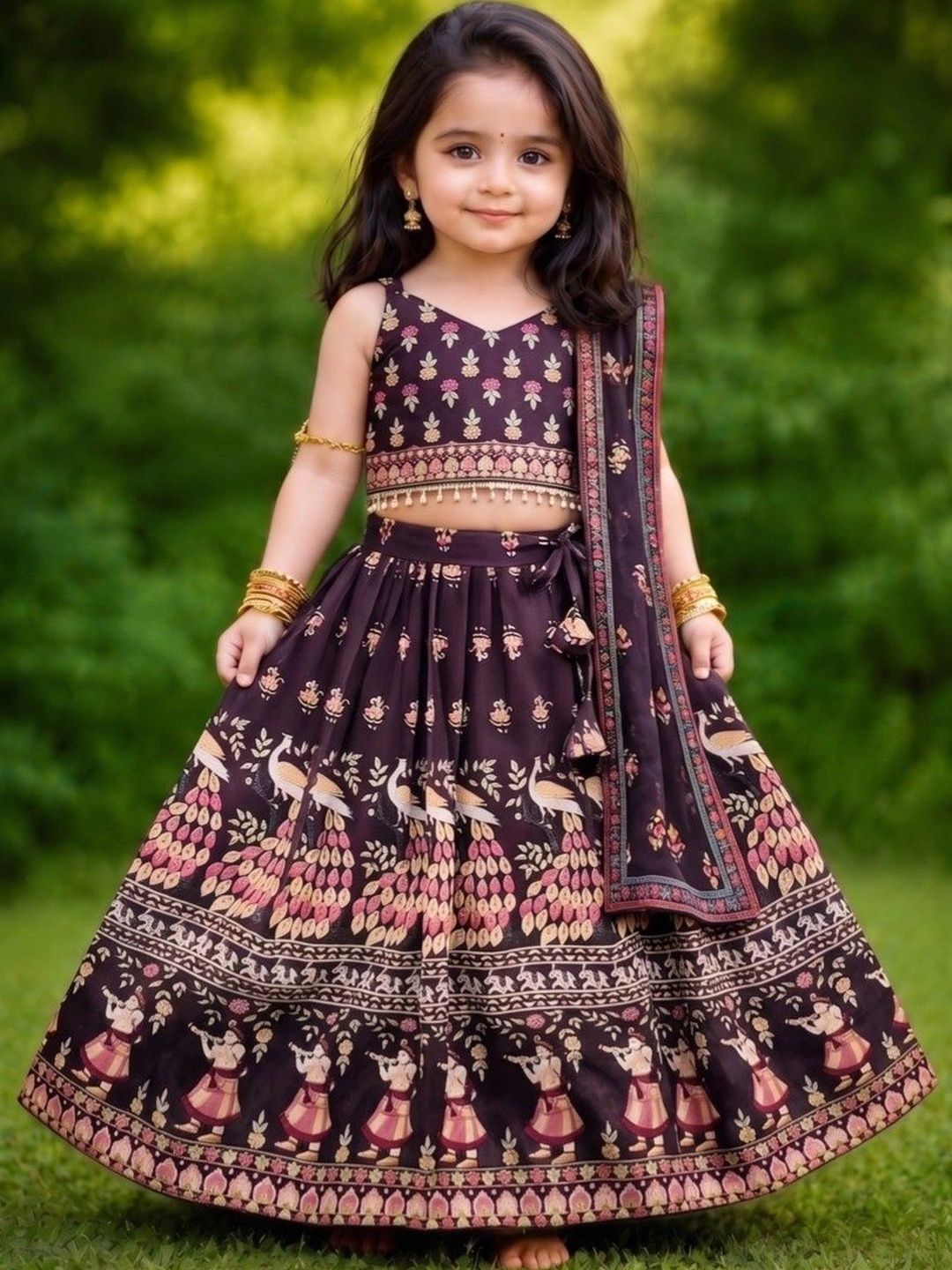 Shoryam Fashion Girls Printed Ready to Wear Lehenga & Blouse With Dupatta