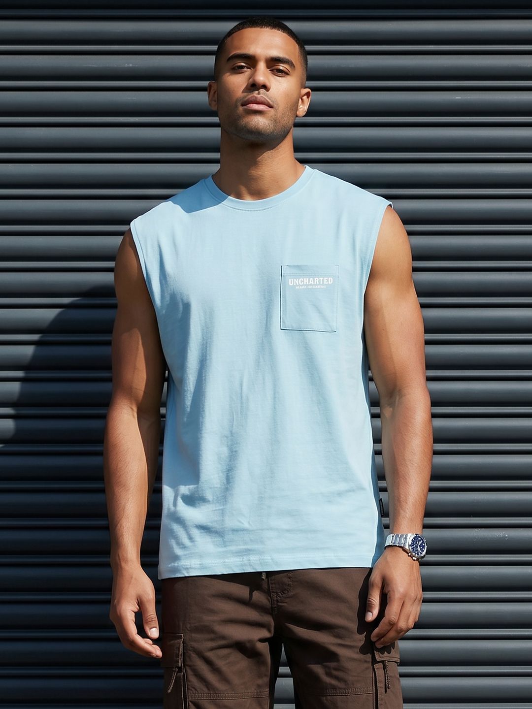 The Roadster Life Co. Sleeveless Printed T-shirt