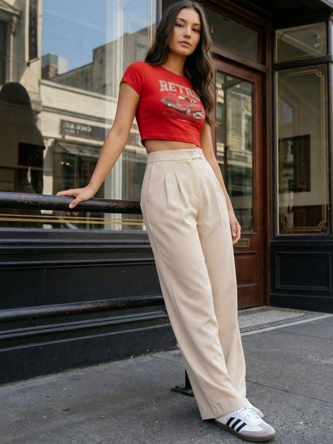 GIRL CNTRL Women Comfort High-Rise Easy Wash Pleated Culottes Trousers