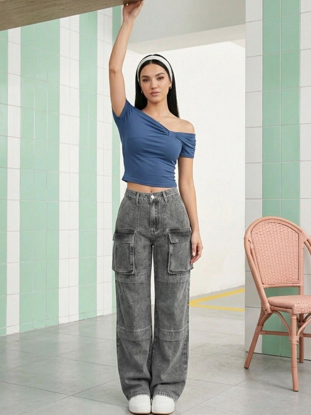 GIRL CNTRL Women Comfort Relaxed Fit High-Rise Light Fade Stretchable Jeans