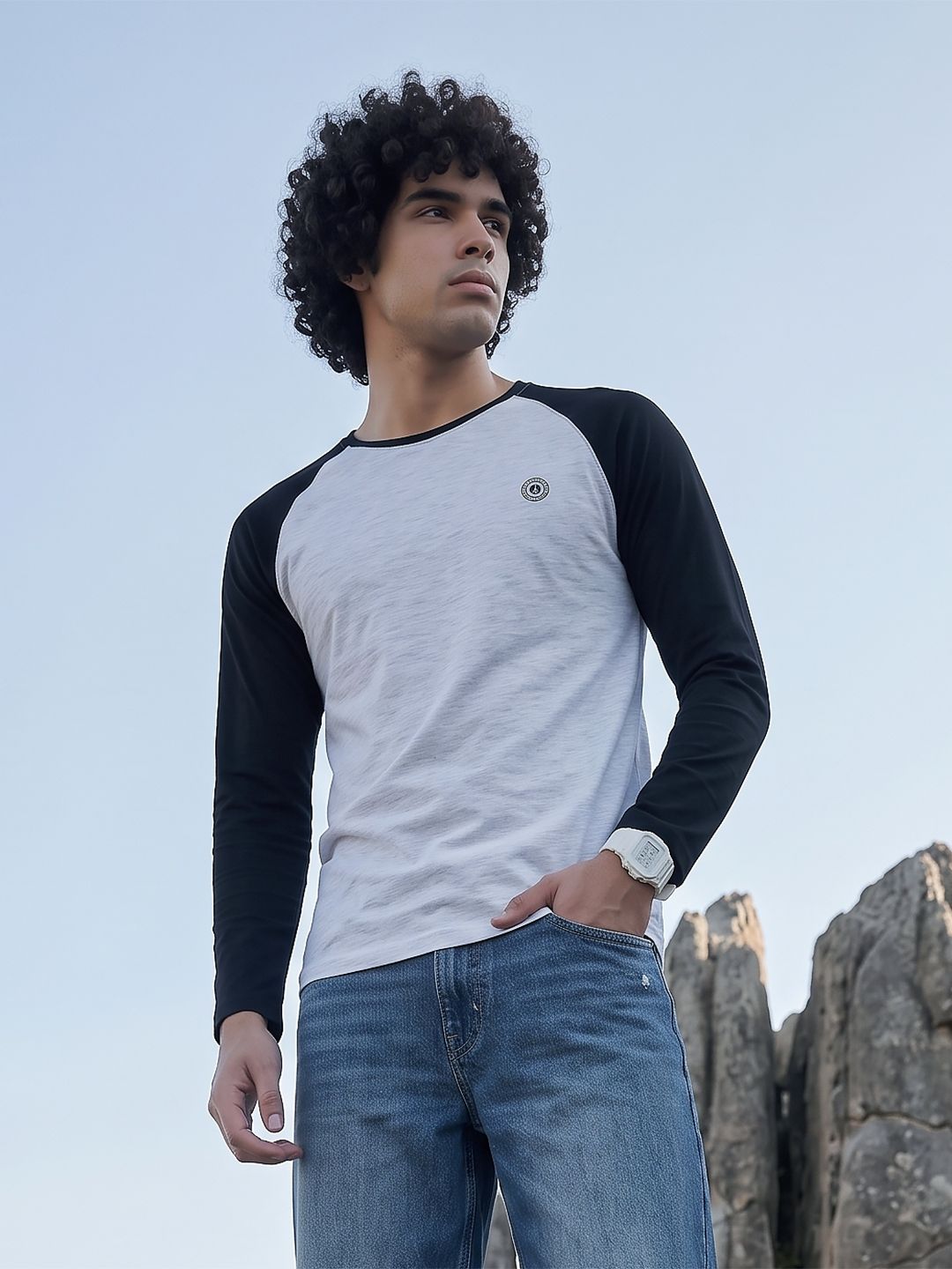 The Roadster Life Co. Colourblocked Pure Cotton T-shirt