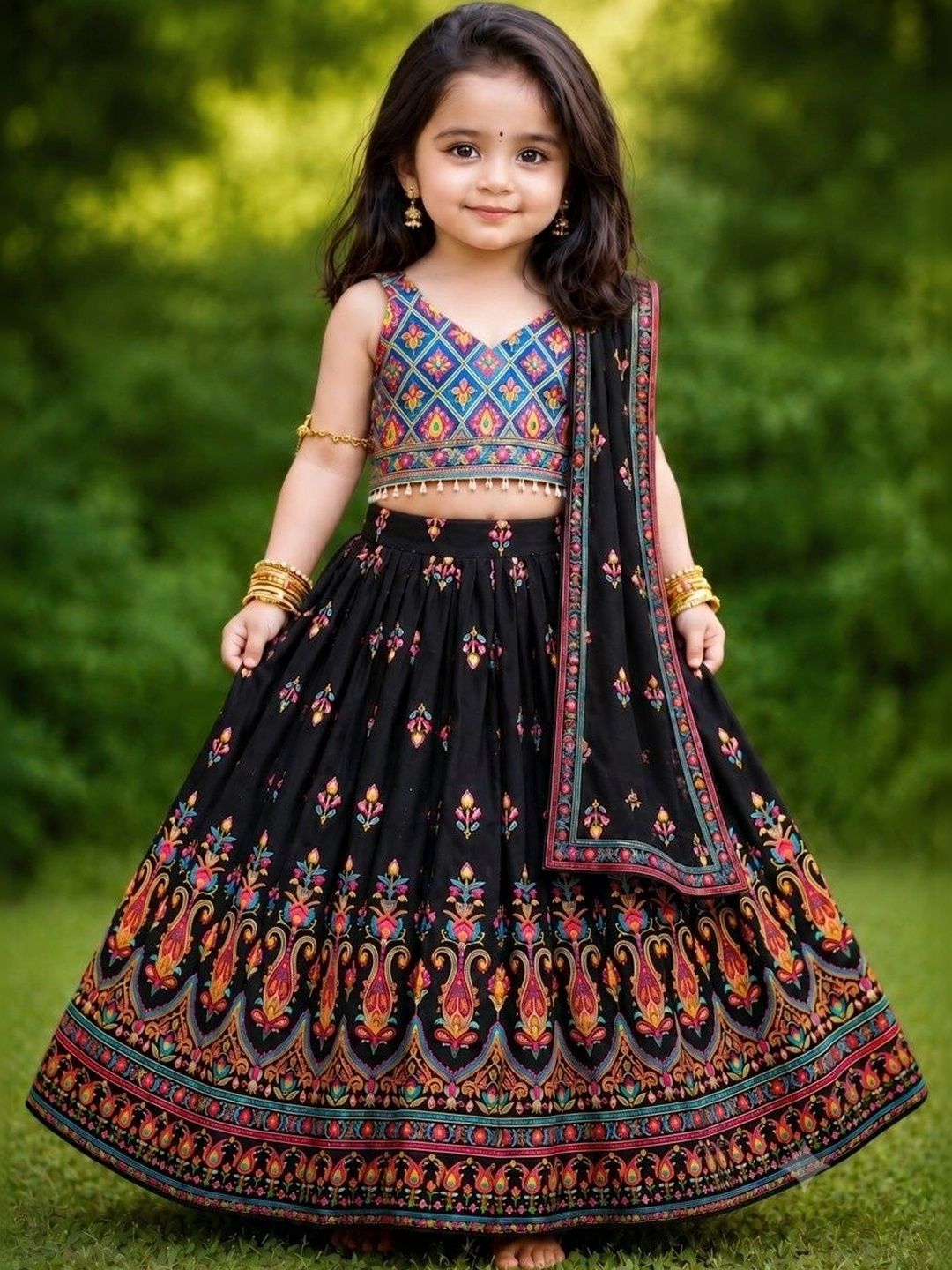 Shoryam Fashion Girls Printed Ready to Wear Lehenga & Blouse With Dupatta