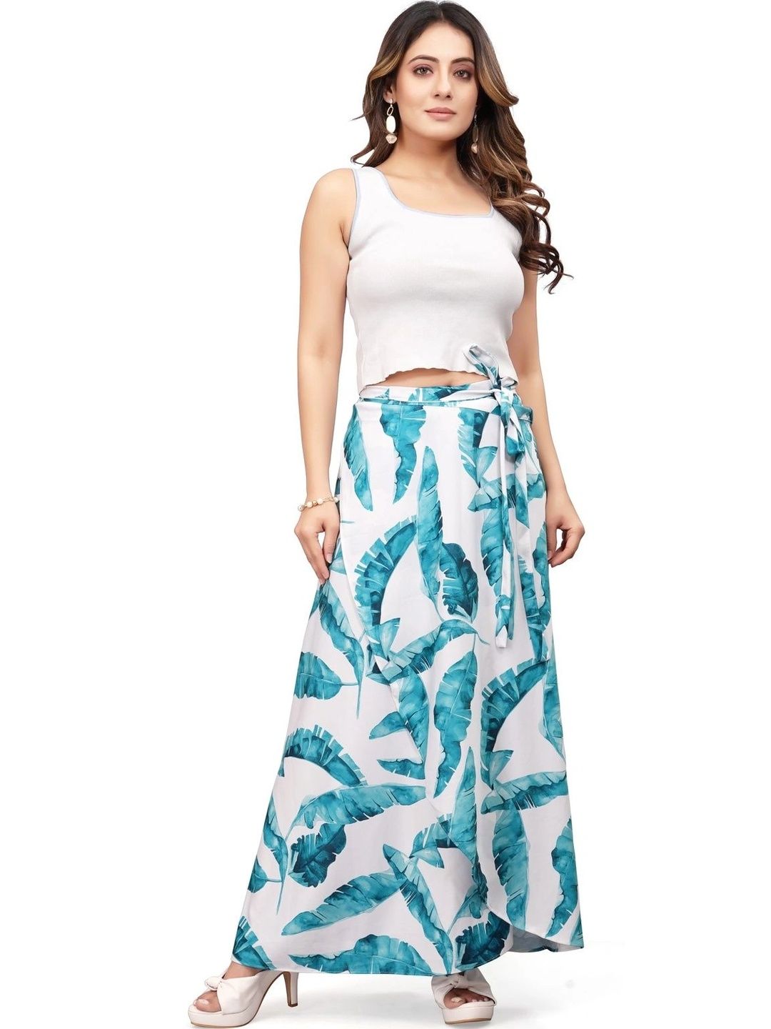 Moda Rapido Women Cotton Cambric Floral Tropical Maxi Wrap Skirt