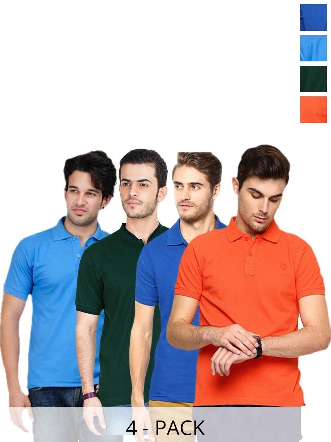FUNKY GUYS Men 4 Polo Collar Slim Fit T-shirt
